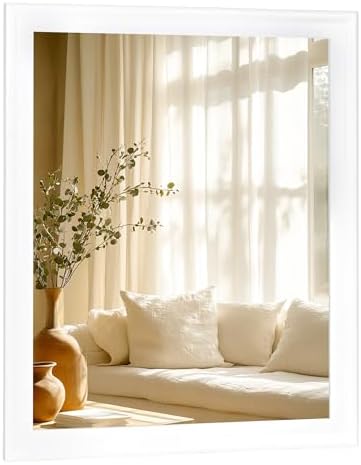 White Wall Mirror for Bathroom, Rectangle Large 30 x 36 inch Vanity Mirrors by Culer
