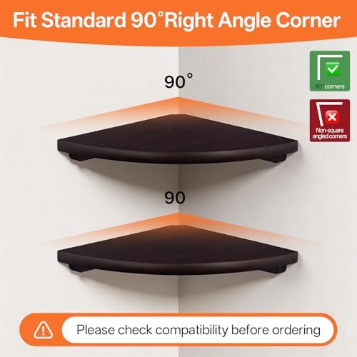 Corner Wall Shelf, 16inch Solid Oak Wood Floating Corner Shelf - Image 3
