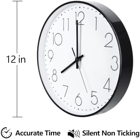 Wall Clock 2 Pack 12 Inch Silent Wall Clocks Battery Operated - Image 2
