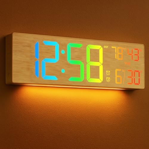 RGB Large Digital Wall Clock, 15.7" Digital Clock Large Display by Tarinks