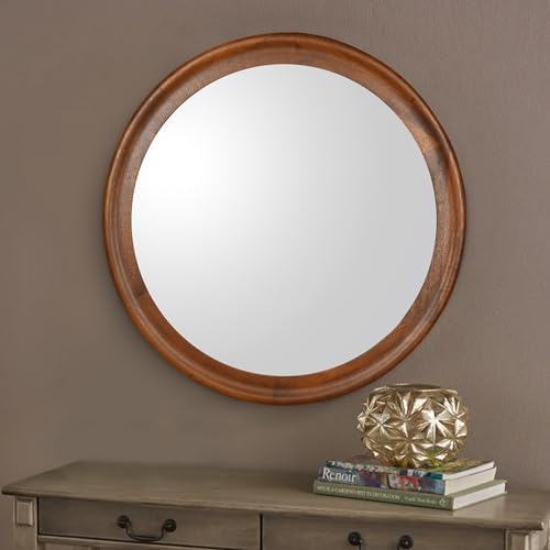 CULER Round Wall Mirrors 24 Inch, Wood Mirror - Image 3