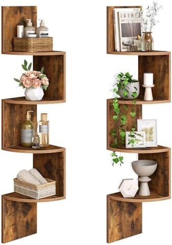 HOOBRO Corner Shelf Wall-Mounted, 4-Tier Corner Bookshelves Floating Shelf by HOOBRO