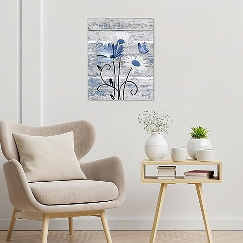 HVEST Farmhouse Blue Floral Wall Art - Image 2
