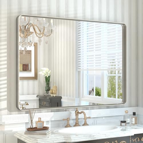 44x30 Inch Silver Bathroom Mirror by CHARMOR