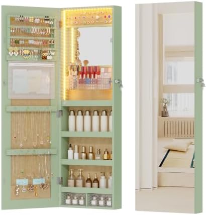 Vlsrka LED Mirror Jewelry Cabinet, Over Door/Wall Mounted Jewelry Organizer by VlsrkaFurniture