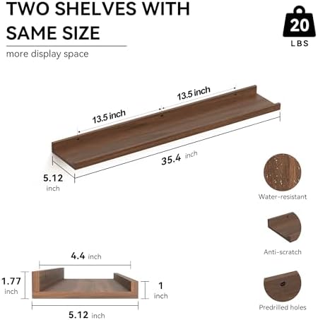 Boswillon Floating Shelves Set of 2, Long Wall Shelf - Image 3