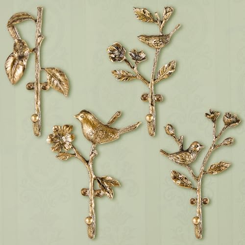 4 Pack Vintage Bird Hooks for Wall Decorative Hooks, 5.9 to 6.7 in by Unknown