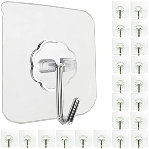 Adhesive Wall Hooks No Drill Clear Heavy Duty by Jwxstore