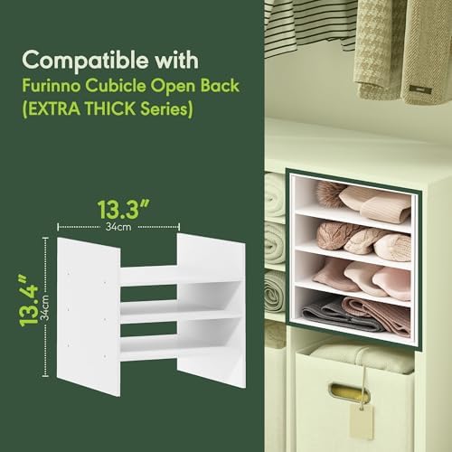Furinno Cubicle 3-Shelf Cube Insert, Cube Organizer, Plain White - Image 4