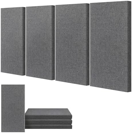 4 Pack Acoustic Fiberglass Panels 23.6"x11.8" Sound Absorbing, Charcoal Grey by UMIACOUSTIC