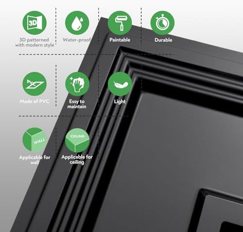 STICKGOO Black Drop Ceiling Tile 2ft x 2ft, Ceiling Panel High-Grade PVC - Image 7