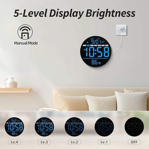 Maxstar Led Digital Wall Clock Blue, Battery Operated, Living Room Decor - Image 4