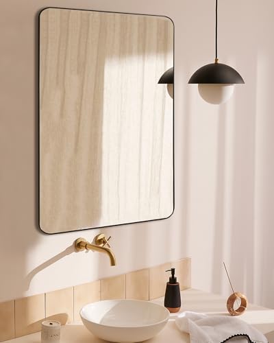 Black Bathroom Mirror, 24 x 36 Inch Rectangle Wall Mirror - Image 5