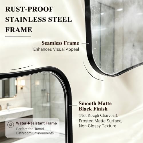 ANDY STAR 30x48 Inch Matte Black Mirror, Modern Bathroom Mirror in Premium - Image 4
