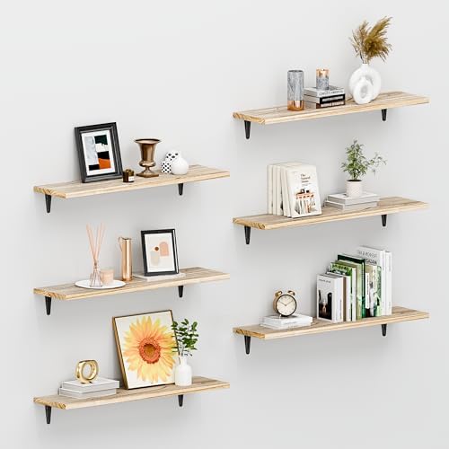 SKYSEN Floating Shelves for Wall Set of 6, 23.6in Wood Wall Shelf for Decor by skysen