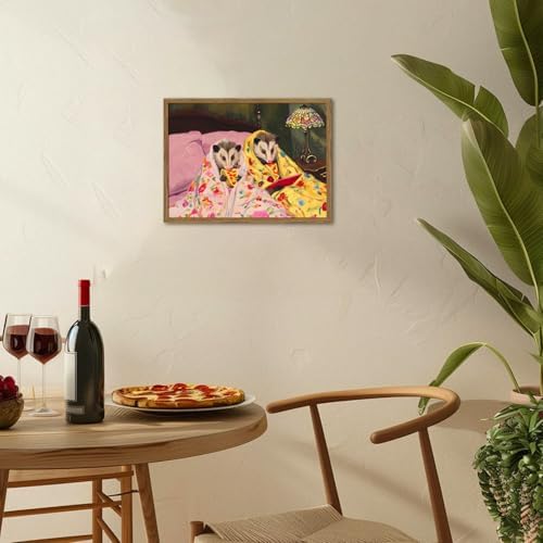 Funny Opossum Wall Art, Whimsical Animal Wall Decor Painting Cute Possum Eating - Image 5
