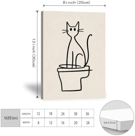 Cat Poster Minimalist Cat Sitting Line Drawing Canvas Wall Art - Image 3