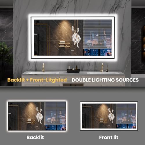 LOAAO 72"X32" LED Bathroom Mirror Black Framed - Image 5