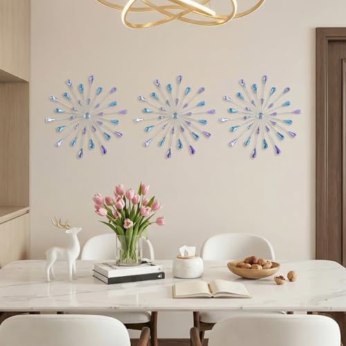 ZEXUIRU 3 Set Silver Starburst Wall Art - Image 2