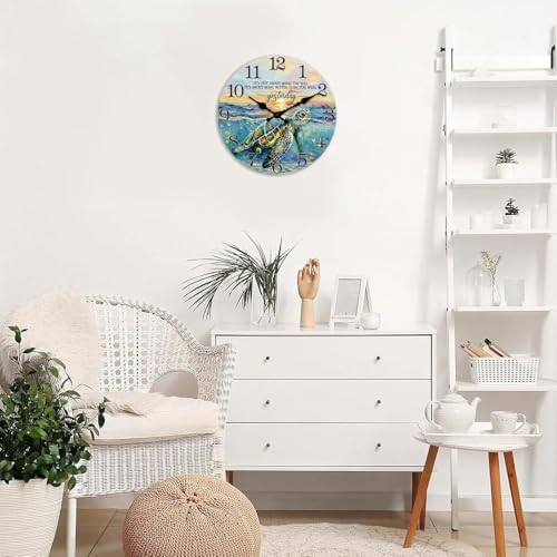 Sea Turtle Wall Clock 12 Inch Silent Non Ticking - Image 7