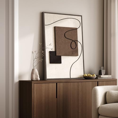 Framed Neutral Abstract Wall Art, 3D Textured Artwork by Cuspin