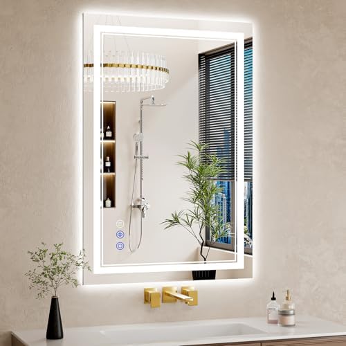 26"x38" Bathroom Mirror with Lights, Backlit + Front Lit, Led Vanity Mirror by WISSMIELSHOME