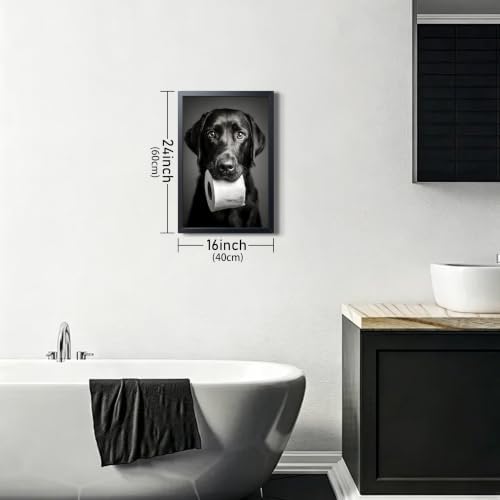 Black and White Bathroom Wall Art, Funny Labrador Dog Canvas Prints Poster - Image 4
