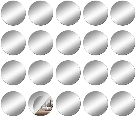 20Pcs Round Glass Mirror Tiles, 4 inch Small Circle Craft Mirror by DARENYI