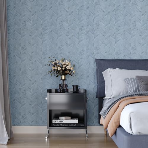 VaryPaper 15.7''x78.7'' Light Blue Grasscloth Peel and Stick Wallpaper - Image 5