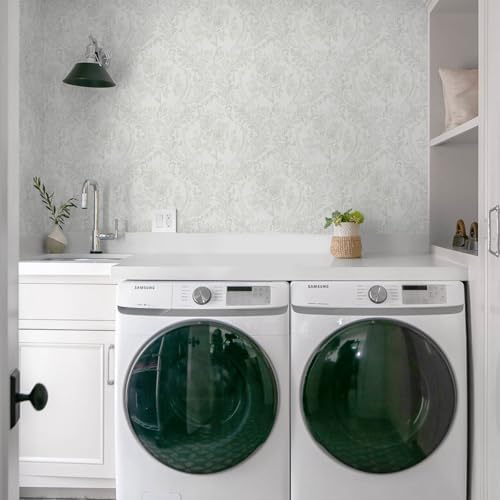 Ismoon Peel and Stick Wallpaper Vintage Floral Ligth Grey Damask Wallpaper - Image 4