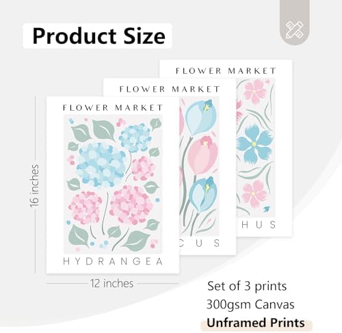 Abstract Floral Wall Art Decor Flower Market Prints Pink Blue Minimalist Canvas - Image 2