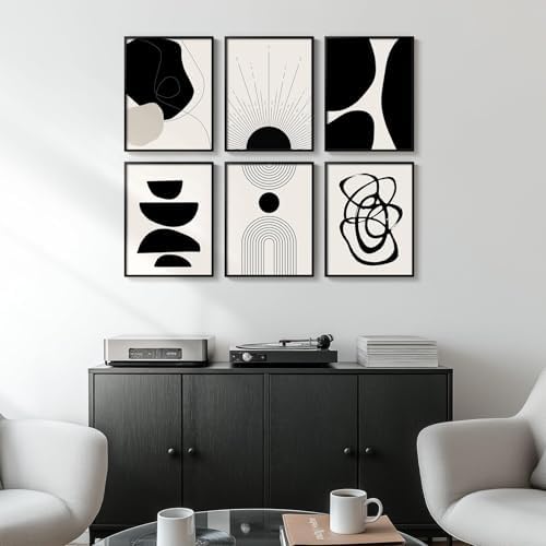 Framed Black and White Modern Abstract Wall Art - Image 4