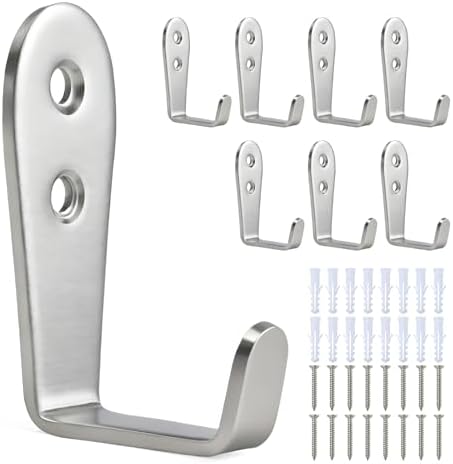8 Pcs Stainless Steel Hooks for Hanging, Heavy Duty Hook, Wall Hooks Key Holder by IBERDE
