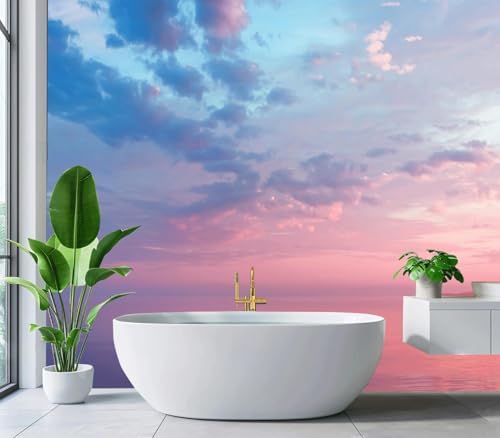 Dreamy Pink Purple Sunset Ocean Cloud Wallpaper Peel Stick - Image 3