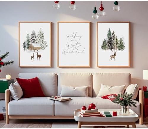 Christmas Wall Art Winter Wonderland Canvas Wall Decor Christmas Deer Pictures - Image 6
