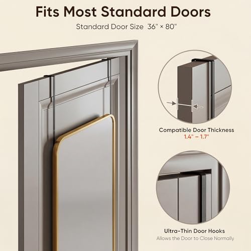 Antok 58"x20" Over the Door Full Length Mirror, Hang or Floor Stand - Image 3