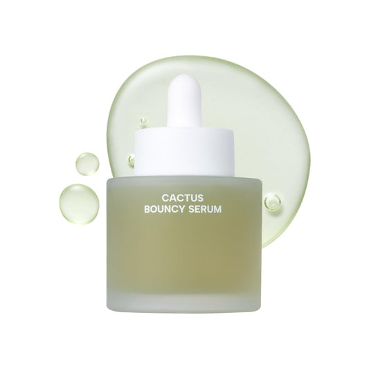 Whamisa Organic Cactus Bouncy Serum, 48 hrs Inner Skin Moisture, 72 hrs Hydrating and Moisturizing, Postbiotics, Facial Ampoule (52ml)