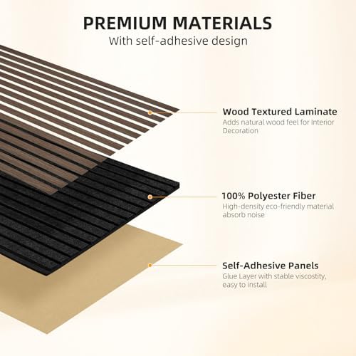 4 Pack Wood Slat Wall Panel, 47.2" x 23.6" Acoustic Wall Panels - Image 3
