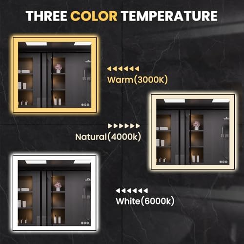 LOAAO 40"X38" LED Bathroom Mirror Black Framed - Image 6
