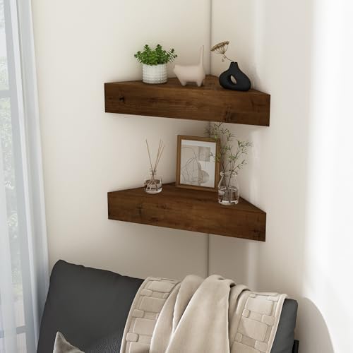 Wall Corner Floating Shelves, Wood Rustic Handmade Shelf - Image 2