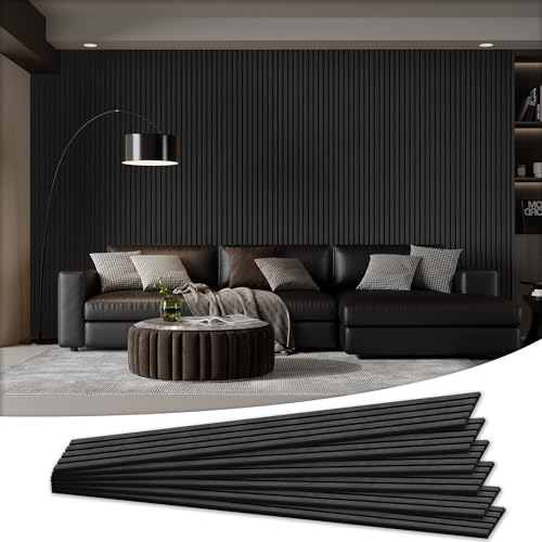 6 Pack Wood Salt Acoustic Wall Panels 94" x 7.9" x 0.8", Dark Gray by LDB_BUILDING