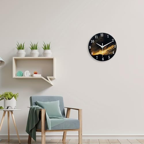 Black Glass Wall Clock Battery Operated 12 Inch - Image 4