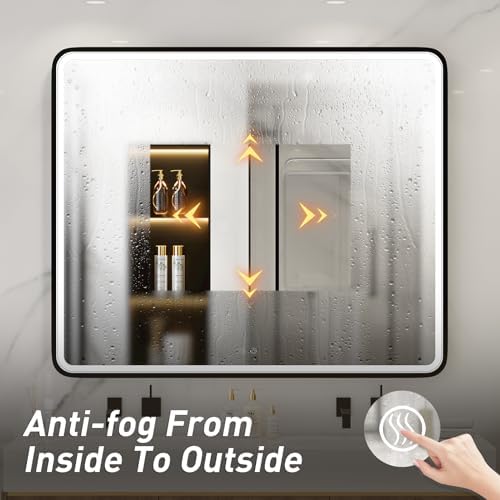 LED 43x36 Inch Lighted Bathroom Mirror, 3 Color - Image 5