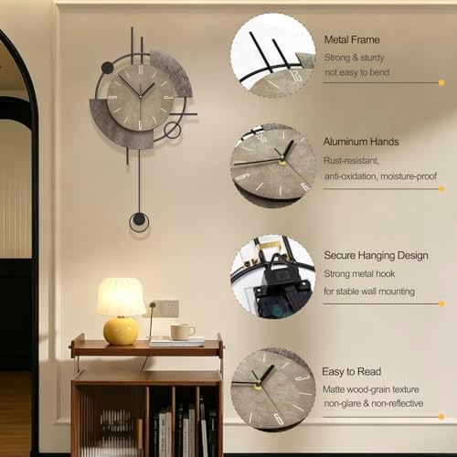 Large Modern Wall Clock with Pendulum - Image 7