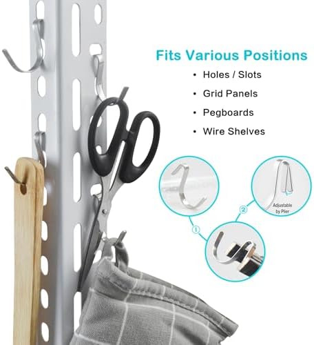 Pegboard J Hooks Silver 80pcs Peg Board Metal Tool Hangers - Image 4