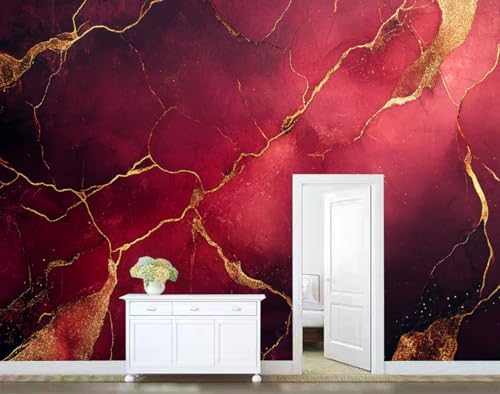Burgundy Gold Wallpaper Mural Marble Texture Black Style Interior Wall Decor - Image 4