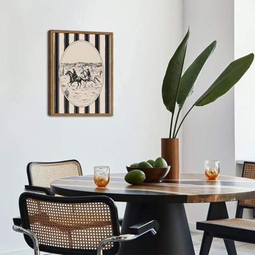Western Cowboy Drawing Wall Art Black and white Cowboy Stripe Wall Decor - Image 6