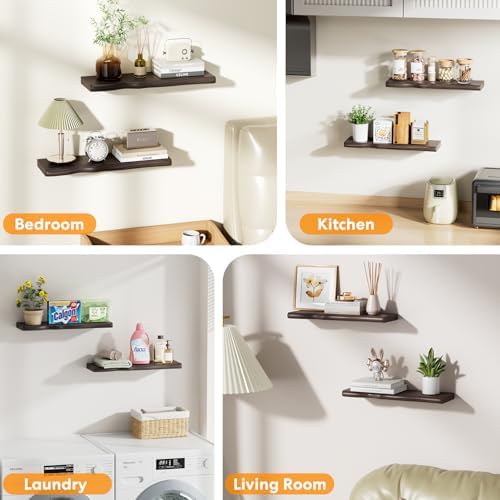 Organic Wavy Edge Floating Shelves, Hidden Brackets, 2 Pack 24 in - Image 7