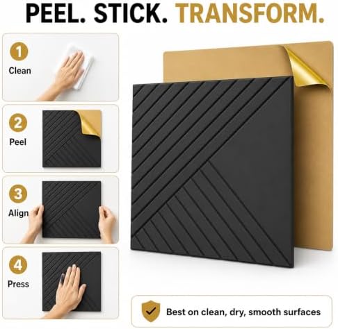 6 Pack Peel and Stick Acoustic Wall Panels, 60 x 40 in Coverage - Image 4