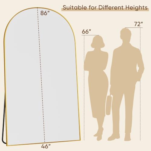 86"x46" Arched Full Length Mirror, Large Floor Mirror - Image 3